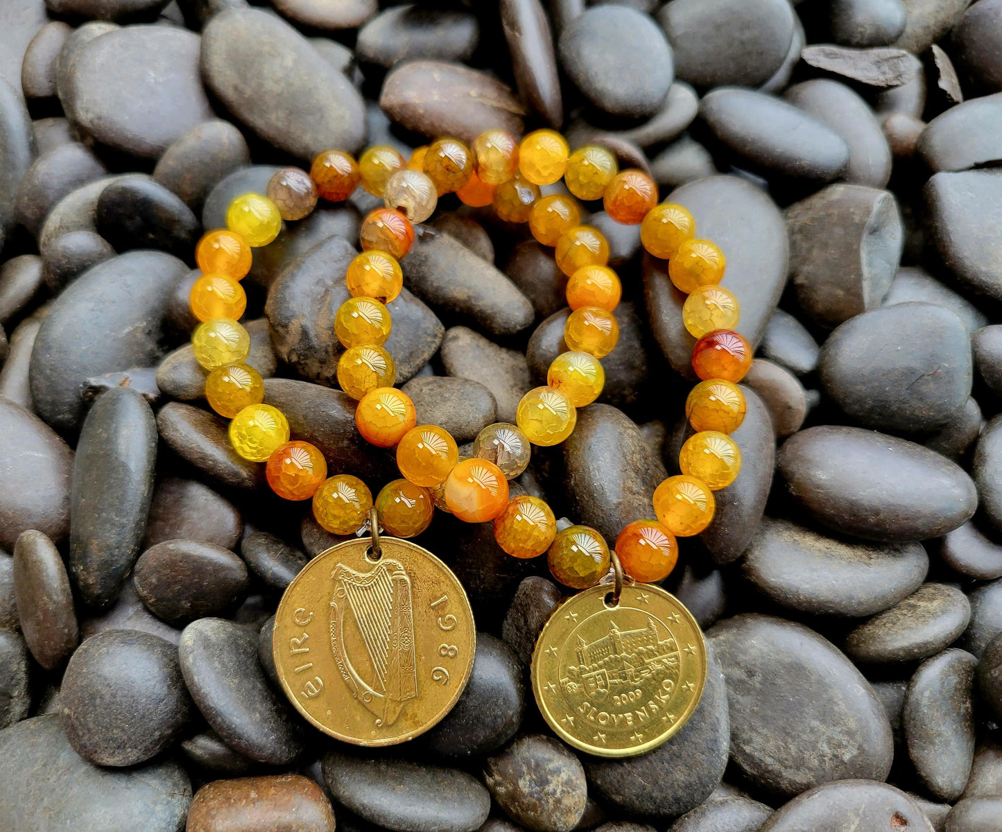 Dark Agate Bead Bracelet - Shop World Links