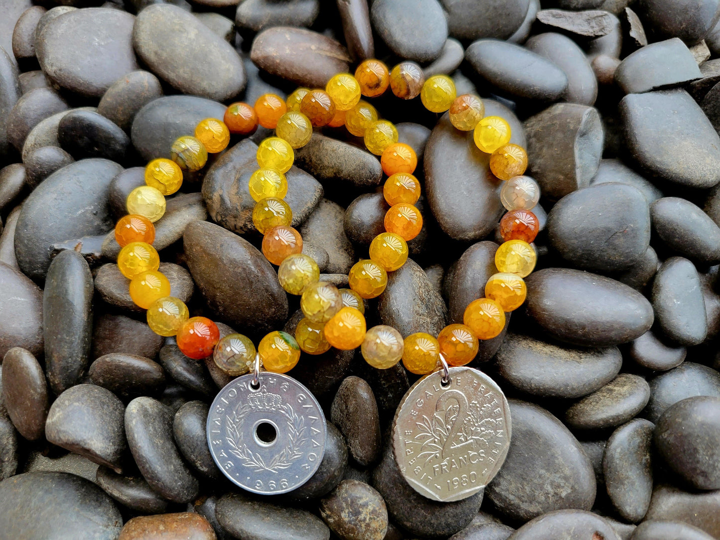 Dark Agate Bead Bracelet - Shop World Links