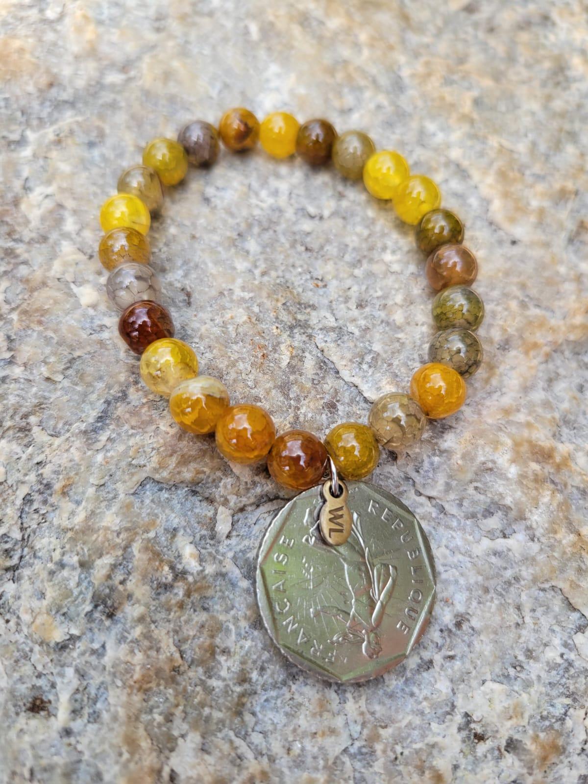 Dark Agate Bead Bracelet - Shop World Links